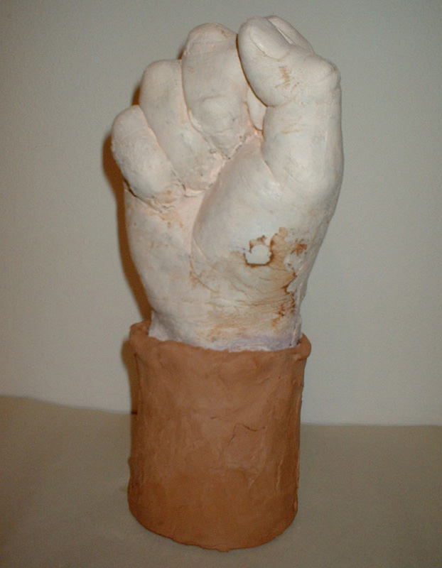 Paul Sixsmith sculpture - Fist in a plant pot